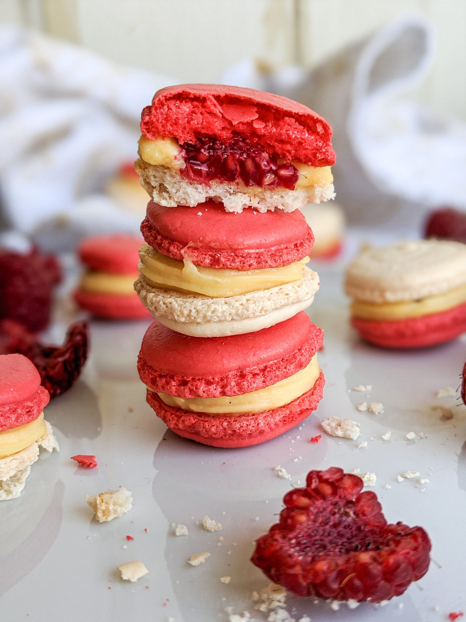 macarons vanille framboises