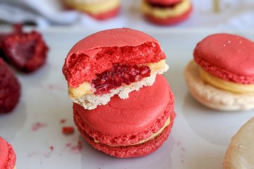 macaron vanille framboise